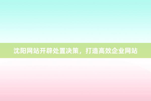 沈阳网站开辟处置决策,打造高效企业网站